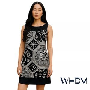 White House Black Market Geometric Black and White Mini Dress